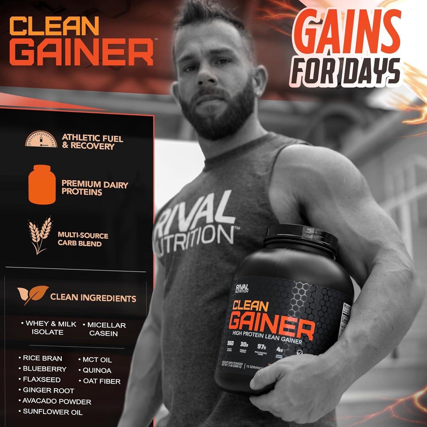Rival Nutrition Clean Gainer made by Rule1 Proteins