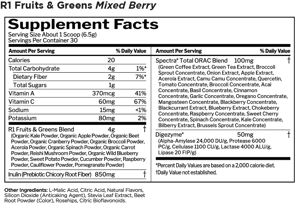 Rule1 Fruits & Greens CLEARANCE 10/26 Best Before