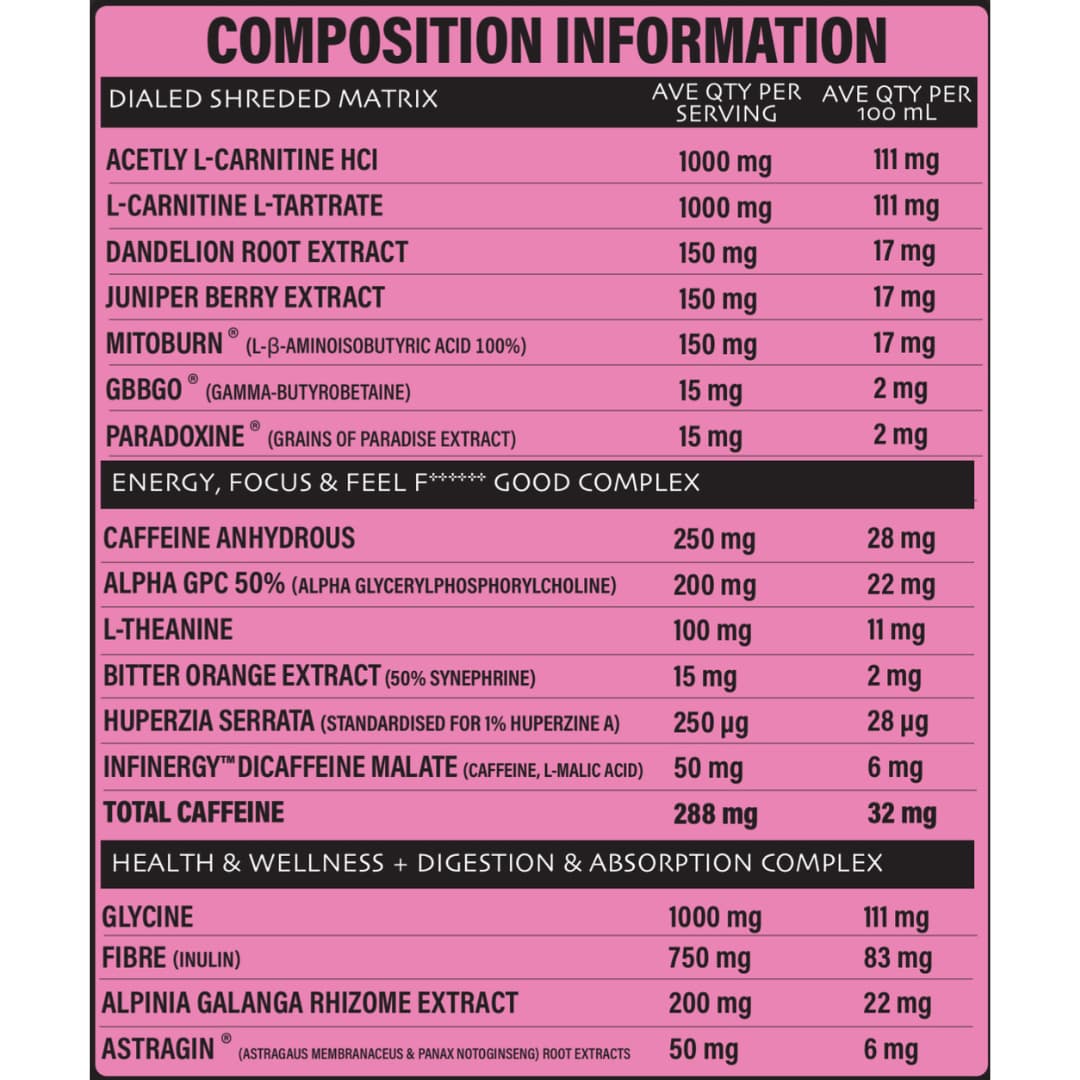 THE X ATHLETICS Dialed Shred Fat Burner