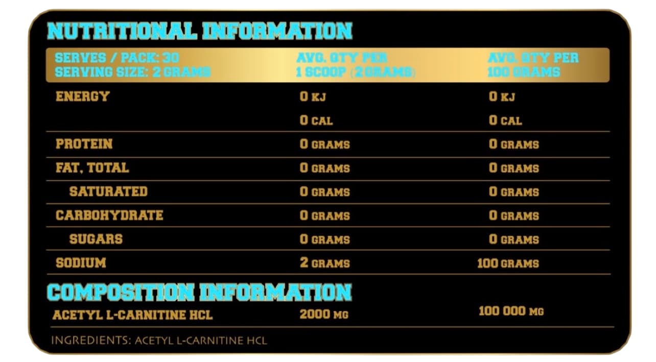 TXA Acetyl L-Carnitine - 60g unflavoured