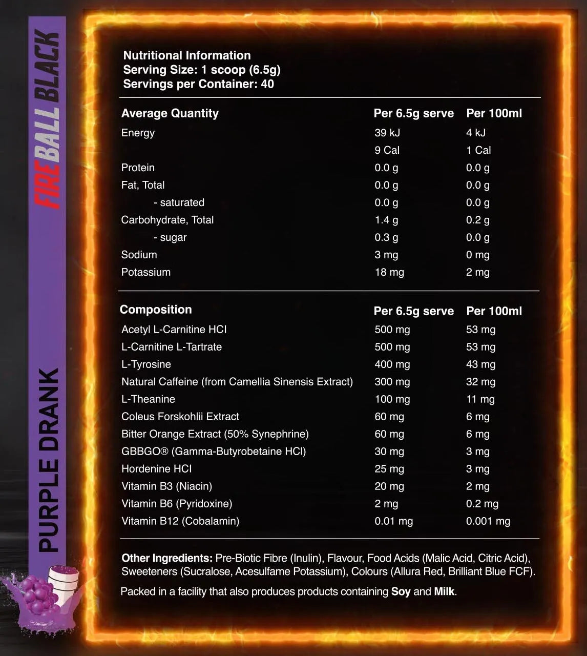 Red Dragon Nutritionals Fireball Black High Stim Thermogenic