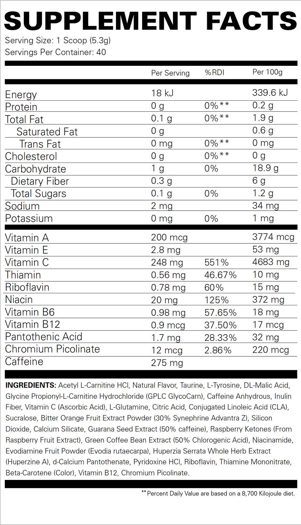 EHP Labs OxyShred Hardcore Fat Burner 40 serve